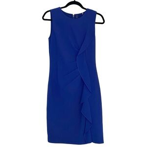 Elie Tahari Asymmetrical Ruffle Dress Blue Size 2
